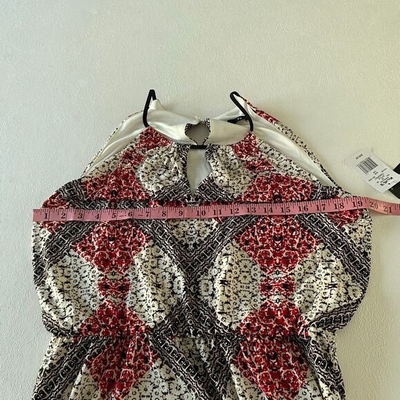 Suite 7 Maxi Dress 14P Petite Red Black Geometric Print NWT Sleeveless Summer Dr - Picture 5 of 6